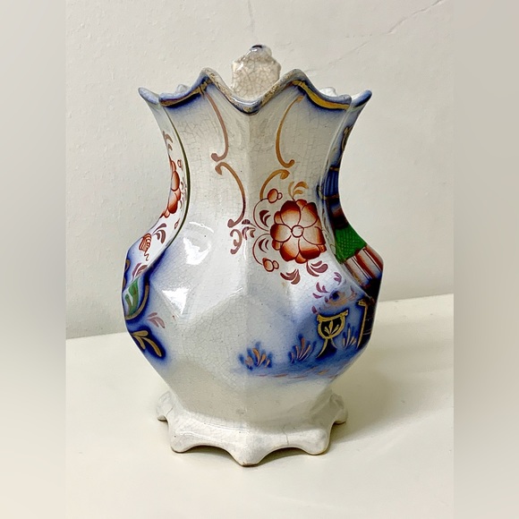 19th Century Antique Gaudy Welsh PAGODA Scalloped Footed Lustreware Pitcher Jug - Picture 3 of 16